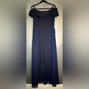 Xscape Off-Shoulder Two-toned Navy Wide Leg Walkthrough